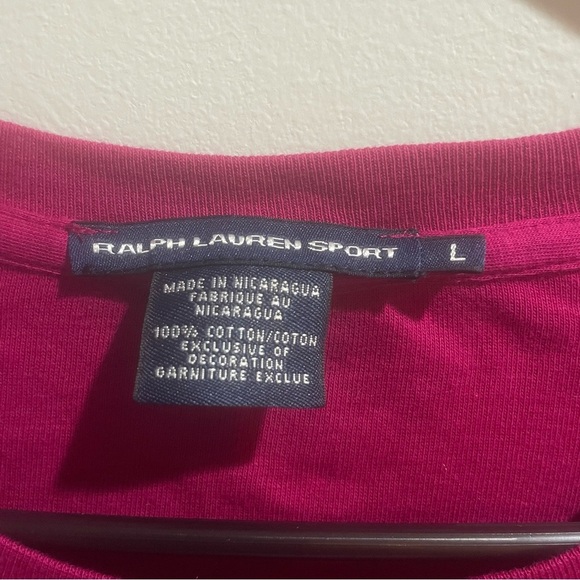 Ralph Lauren Sport Women’s Large Pink Blue Pony 100% Cotton 3/4 Sleeve Light - Picture 4 of 7